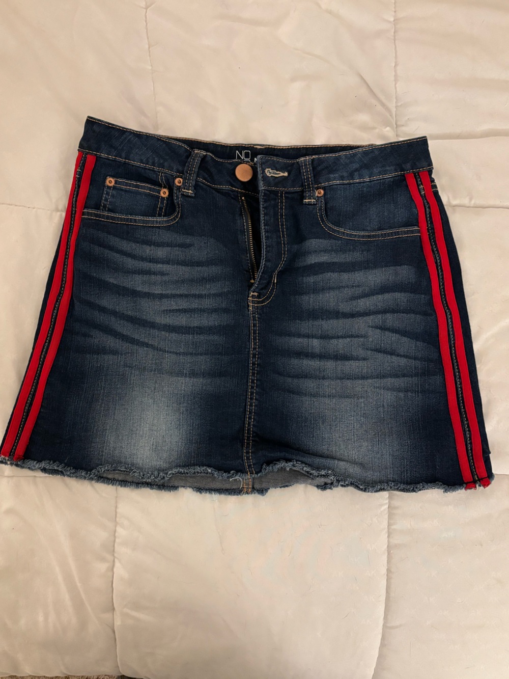 NOBO Mid Rise Denim Jeans in Blue with Tan Stitching